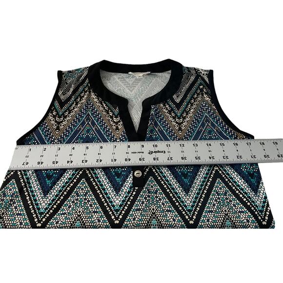 Exclusive One Chevron Zigzag Sleeveless Top Size Small Blue Black White - Picture 3 of 13